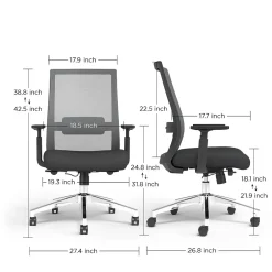 Outlet Prestige Marrett Ergonomic Fabric Swivel Task Chair, Black (UN53249) Office Chairs