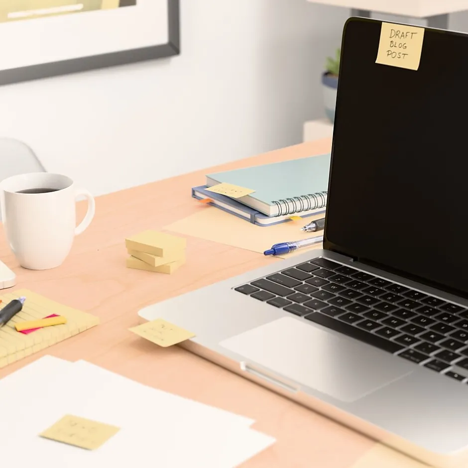 Best Recycled Notes, 1 3/8" x 1 7/8", Sunshine Collection, 100 Sheet/Pad, 12 Pads/Pack (S152YR/1252554) Sticky Notes