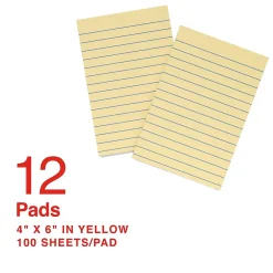 New Recycled Notes, 4" x 6", Sunshine Collection, Lined, 100 Sheet/Pad, 12 Pads/Pack (S-46YR12) Sticky Notes