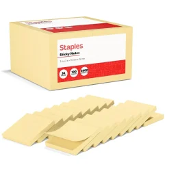 Outlet Recycled Notes, 3" x 3", Sunshine Collection, 100 Sheet/Pad, 36 Pads/Pack (S-33YR36) Sticky Notes