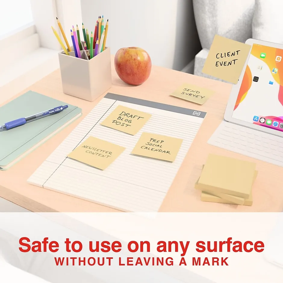 Hot Recycled Notes, 3" x 3", Sunshine Collection, 100 Sheet/Pad, 18 Pads/Pack (S-33YR18/52569) Sticky Notes