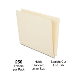 Staples Reinforced End-Tab File Folders, Letter Size, Manila, 250/Box (ST56685-CC) Clearance