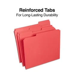 Staples Reinforced File Folders, 1/3-Cut Tab, Letter Size, , 100/Box (ST508978-CC) Red New