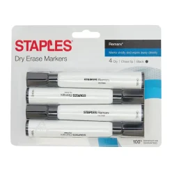 Staples Remarx Dry Erase Markers, Chisel Point, Black, 4/Pack (29210) Sale