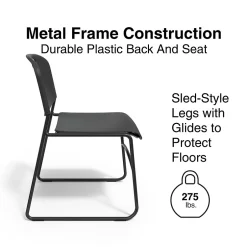 Discount Resin Stacking Chair, Black, 4/Pack (51475) Folding & Stacking