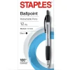 Staples ® Retractable Ballpoint Pens, Medium Point, 1.0mm, Black Ink, Dozen (50793-CC) Sale