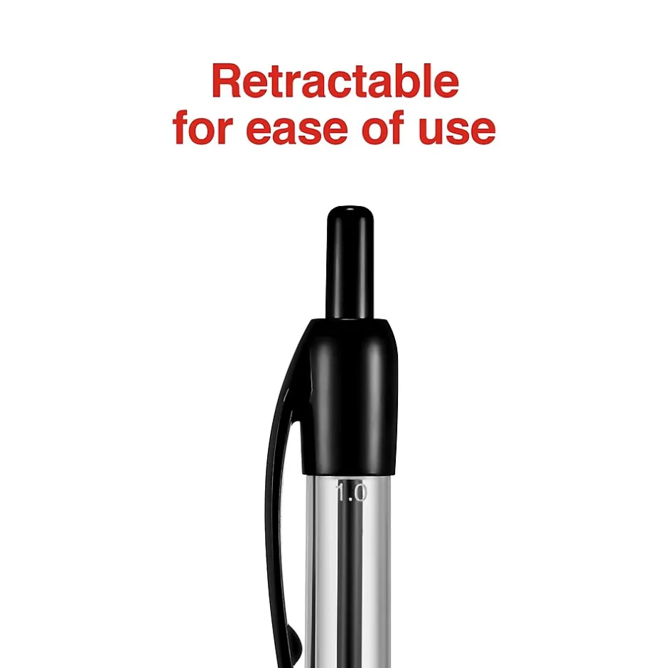 Staples ® Retractable Ballpoint Pens, Medium Point, 1.0mm, Black Ink, Dozen (50793-CC) Sale