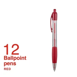 Staples Retractable Ballpoint Pens, Fine Point, Red Ink, Dozen (50787) Clearance