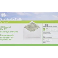 Staples Security Tinted #6 3/4 Business Envelope, 3 5/8" x 6 1/2", White, 125/Box (19962)* Security Tinted