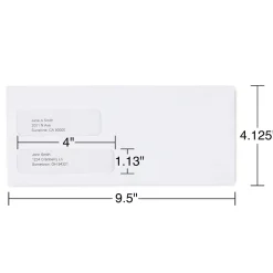Staples Security Tinted #10 Double Window Envelopes, 4 1/8