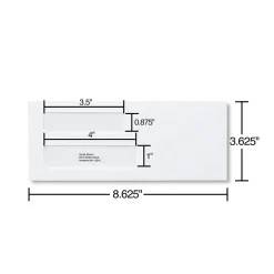 Staples Self Seal Self Seal Security Tinted #8 Double Window Envelopes, 3 5/8