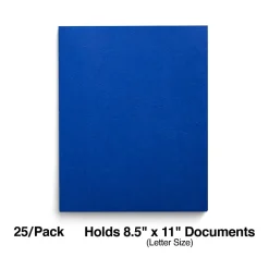 Staples Smooth 2-Pocket Paper Folder with Fasteners, , 25/Box (50774/27542-CC) Blue New