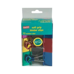 Staples Soft Grip 1.25" Binder Clips, Medium, Assorted Colors, 12/Pack (35313) Online