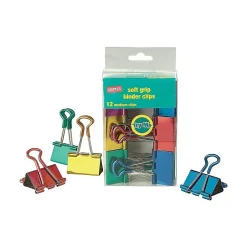 Staples Soft Grip 1.25" Binder Clips, Medium, Assorted Colors, 12/Pack (35313) Online