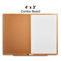 Outlet Standard Cork & Dry Erase Whiteboard, 4' x 3' (28324-CC) Dry Erase