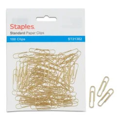 Staples Standard Paper Clips, Gold, 100/PK (21382) Discount