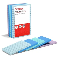 Stickies Standard Notes, 4" x 6" Assorted, 100 Sheets/Pad, 5 Pads/Pack (S-46WC5/52573) Sticky Notes