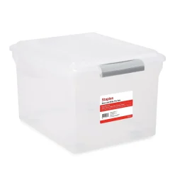 Staples Store & Slide Plastic File Box Latching, Letter/Legal Size, Clear (140167/139997) Clearance