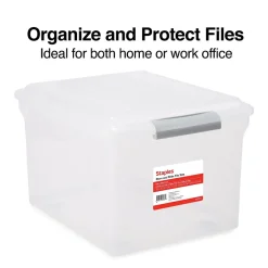 Staples Store & Slide Plastic File Box Latching, Letter/Legal Size, Clear (140167/139997) Clearance