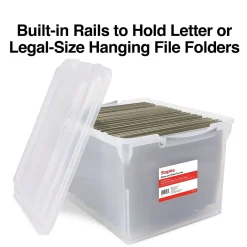 Staples Store & Slide Plastic File Box Latching, Letter/Legal Size, Clear (140167/139997) Clearance