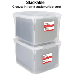 Staples Store & Slide Plastic File Box Latching, Letter/Legal Size, Clear (140167/139997) Clearance