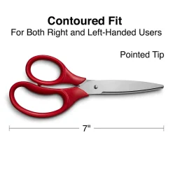 Staples Student 7" Stainless Steel Scissors, Pointed Tip, Red (TR55049) Hot