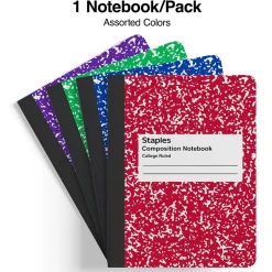 Staples 1-Subject Composition Notebooks, 7.5" x 9.75", College Ruled, 100 Sheets (ST55063C)