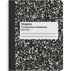 Staples 1-Subject Composition Notebook, 7.5" x 9.75", Wide Ruled, 100 Sheets, (ST55076C) Black Sale