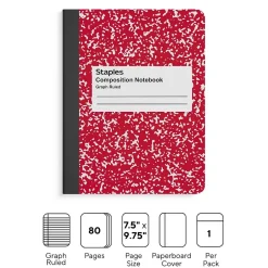 Staples ® 1-Subject Composition Notebooks, 7.5" x 9.75", Specialty Ruled, 100 Sheets, Green (11624-CC) Sale