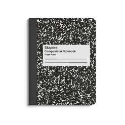 Staples 1-Subject Composition Notebook, 7.5" x 9.75", Graph Ruled, 80 Sheets, Black (ST55072C) Online