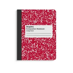 Staples 1-Subject Composition Notebooks, 7.5" x 9.75", Wide Ruled, 100 Sheets (ST55077C) Assorted Colors Clearance