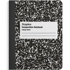 Staples 1-Subject Composition Notebook, 7.5" x 9.75", College Ruled, 100 Sheets, Black (ST55064C) Hot