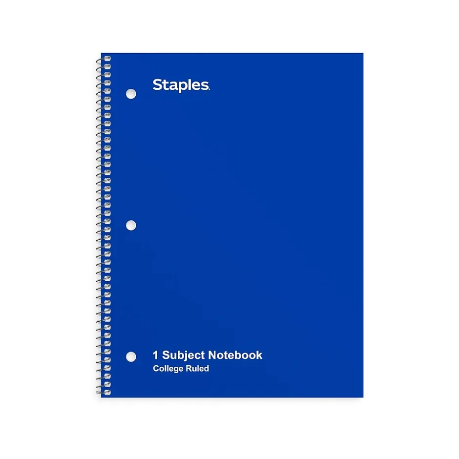 Staples 1-Subject Notebook, 8" x 10.5", College Ruled, 70 Sheets, (TR27500) Blue Discount