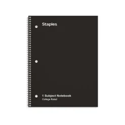 Staples 1-Subject Notebook, 8" x 10.5", College Ruled, 70 Sheets, Black, 6/Pack (TR58374) Discount