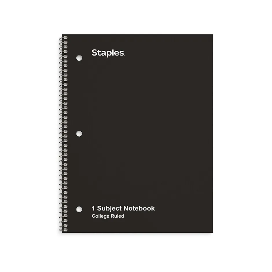 Staples 1-Subject Notebook, 8" x 10.5", College Ruled, 70 Sheets, Black, 6/Pack (TR58374) Discount