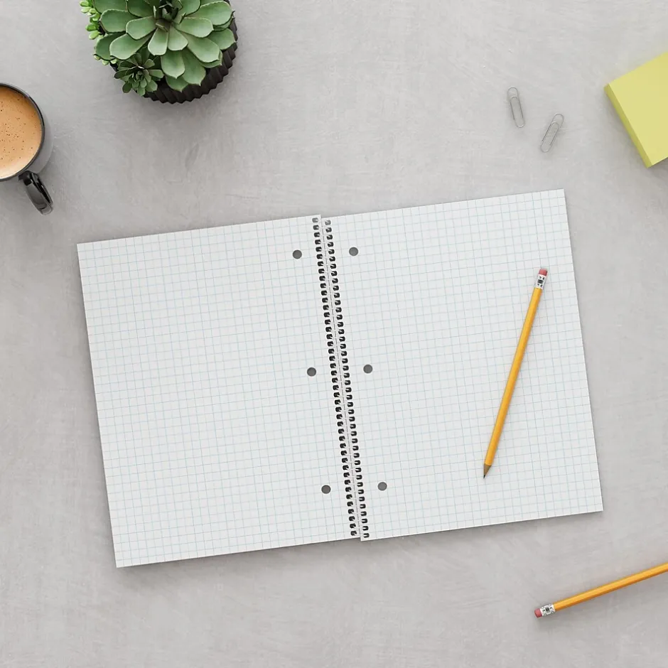 Staples 1-Subject Notebooks, 8" x 10.5", Graph Ruled, 70 Sheets, (ST23985C) Blue