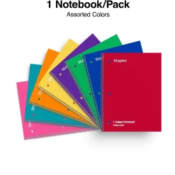 Staples 1-Subject Notebooks, 8" x 10.5", College Ruled, 70 Sheets, Assorted Colors (ST54891C) Best
