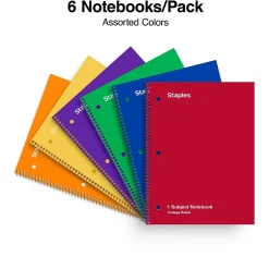 Staples 1-Subject Notebooks, 8