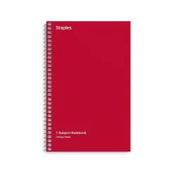 Staples 1-Subject Notebooks, 5" x 7.75", College Ruled, 80 Sheets, Assorted Colors, 3/Pack (ST11670C)