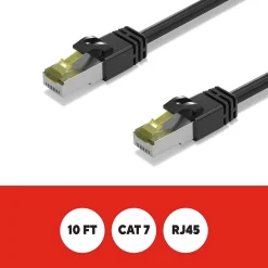 Ethernet Cables<Staples TECH 10' Cat 7 Ethernet Cable, Male to Male, Black (ST62461)