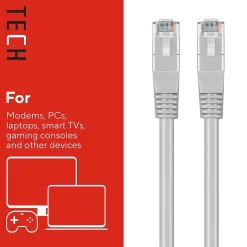 Ethernet Cables<Staples TECH 50' Cat-6 Ethernet Cable, Male to Male, Gray (ST62447)