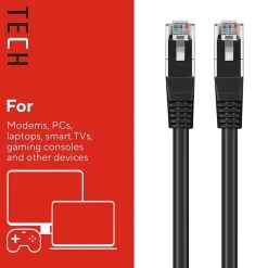 Ethernet Cables<Staples TECH 50' Cat-6 Ethernet Cable, Male to Male, Black (ST62448)