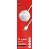Extension Cords<Staples TECH 5' Extension Cord, 3-Outlet, 14 AWG, White (ST62348)