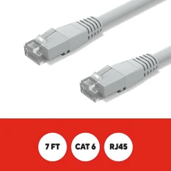 Ethernet Cables<Staples TECH 7 ft. Cat-6 Ethernet Cable, Male to Male, Gray (ST62453)