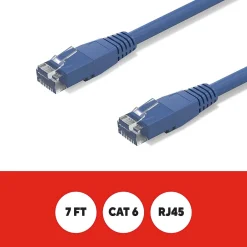 Ethernet Cables<Staples TECH 7 ft. Cat-6 Ethernet Cable, Male to Male, Blue (ST62454)