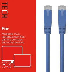 Ethernet Cables<Staples TECH 14 ft. Cat-6 Ethernet Cable, Male to Male, Blue (ST62455)