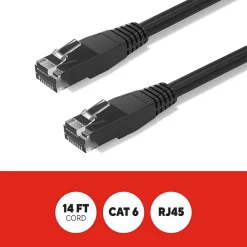 Ethernet Cables<Staples TECH 14 ft. Cat-6 Ethernet Cable, Male to Male, Black (ST62456)