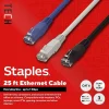 Ethernet Cables<Staples TECH 25 ft. Cat-6 Ethernet Cable, Male to Male, Assorted Colors, 3/Pack (ST62460)