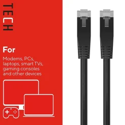 Ethernet Cables<Staples TECH 7 ft. Cat-6 Ethernet Cable, Male to Male, Black (ST62458)