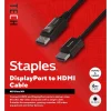 Ethernet Cables<Staples TECH 6 ft. Display Port to HDMI Audio/Video Cable, Male to Male, Black (ST62466)